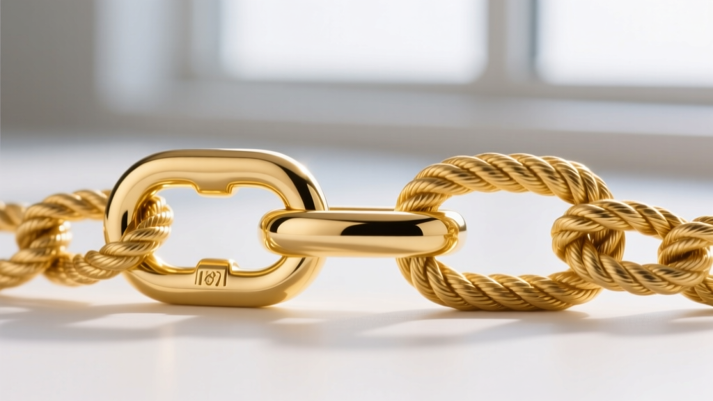 Close-up technical comparison of a hollow gold chain link versus a solid gold rope chain link, highlighting wire thickness