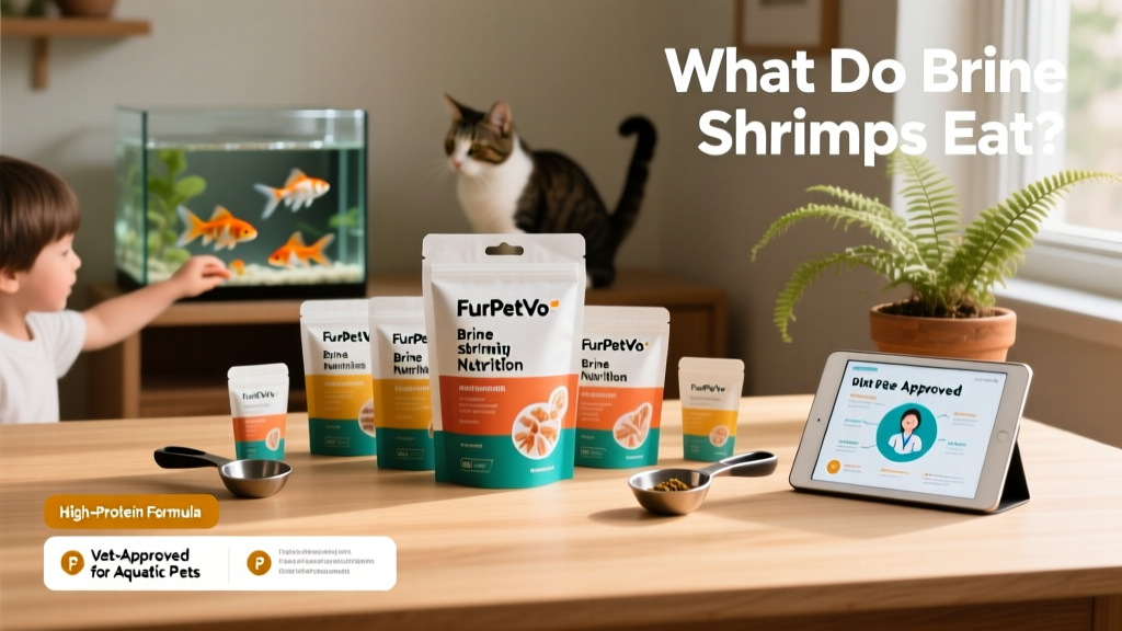 FurPetVo-branded brine shrimp nutrition products arranged neatly on a clean surface