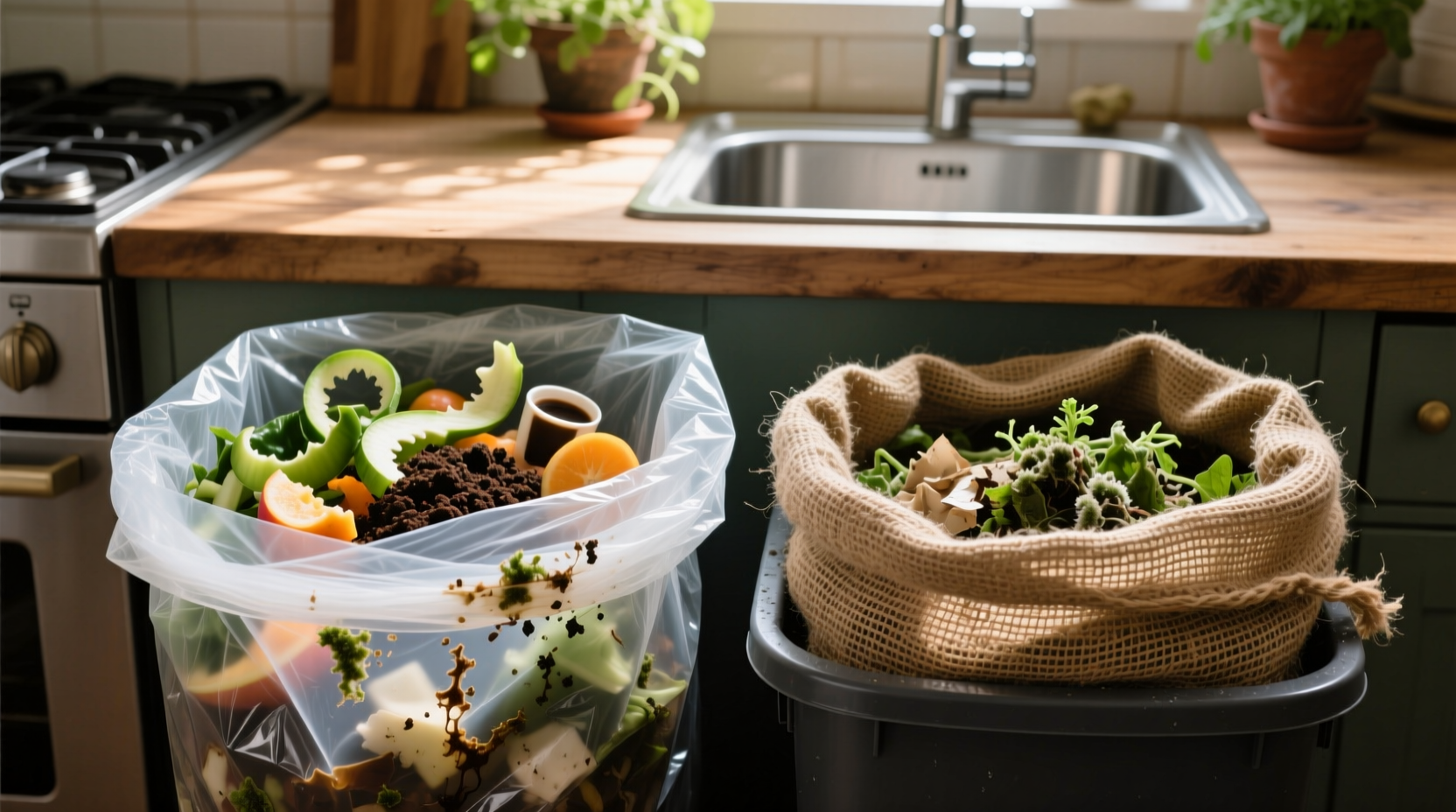 compostable vs hemp bags for wet kitchen scraps