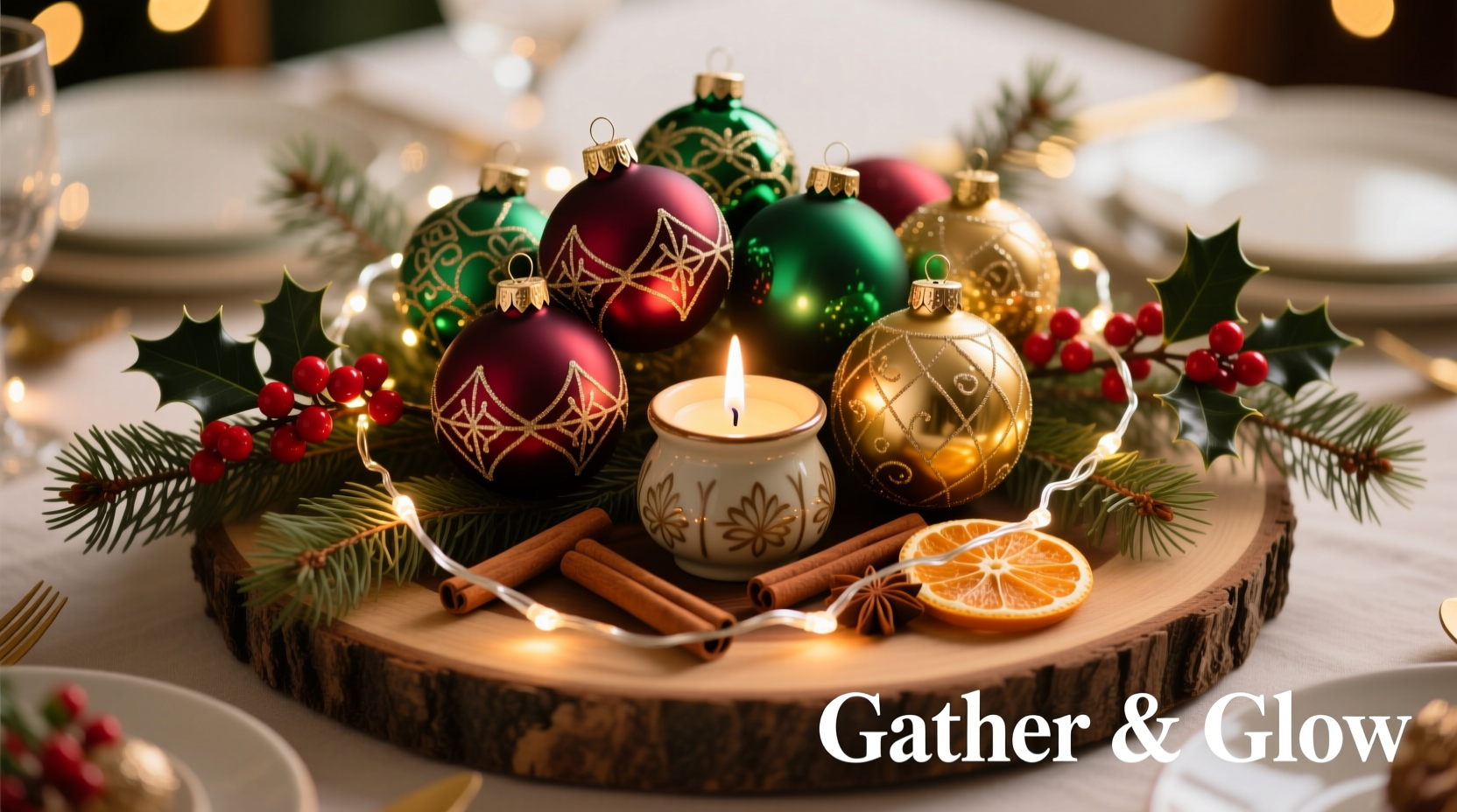 how to make a christmas centerpiece using ornaments and lights