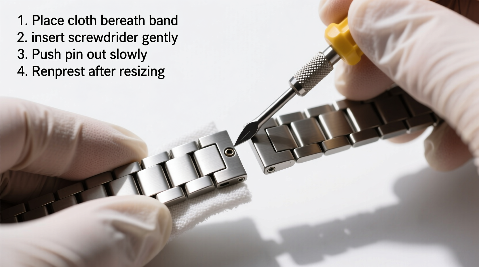 how to resize a watch band at home without scratching the metal