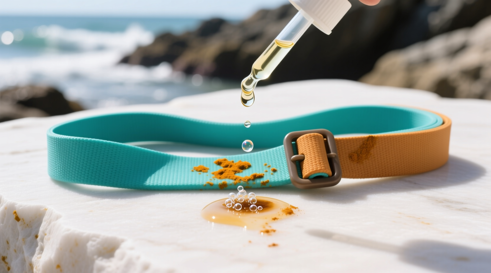 how to remove turmeric stains from ocean plastic straps