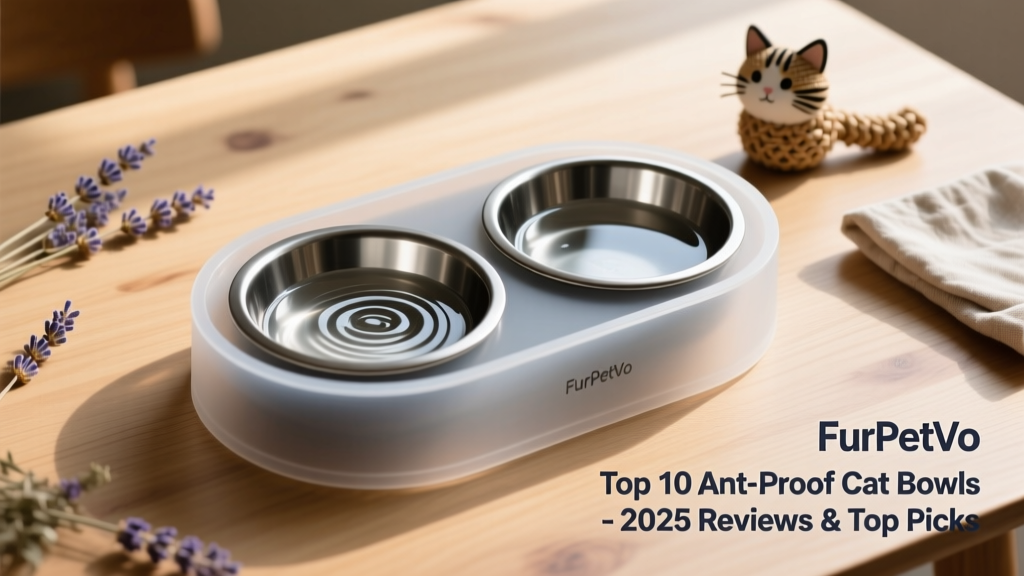 Top-down view of the FurPetVo Double Bowl with water visible in the outer silicone ring