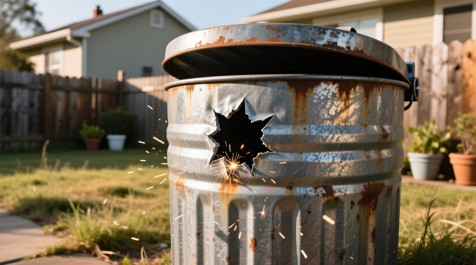 drill a hole in the side of your garbage can to make a