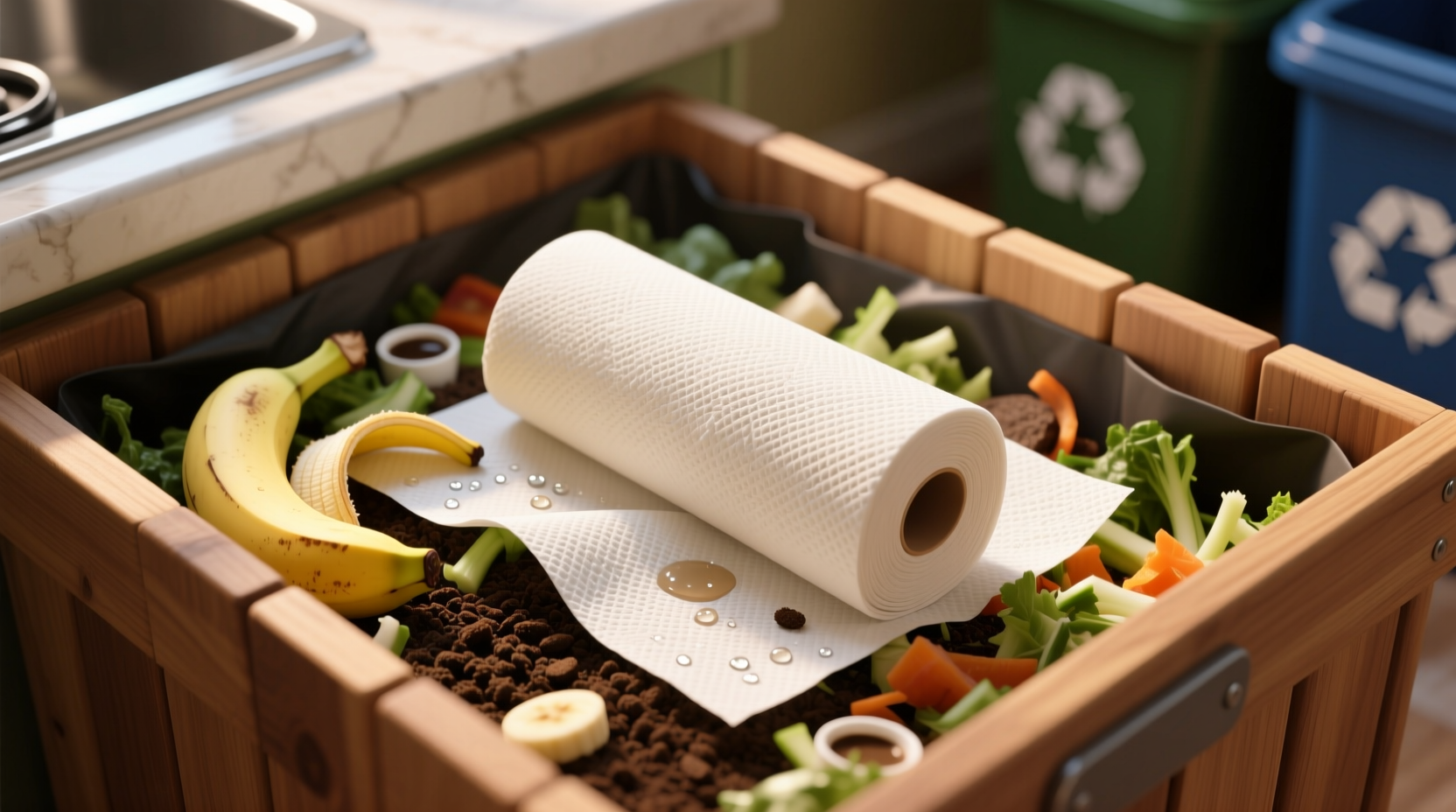 why you should line your compost bin with paper towels