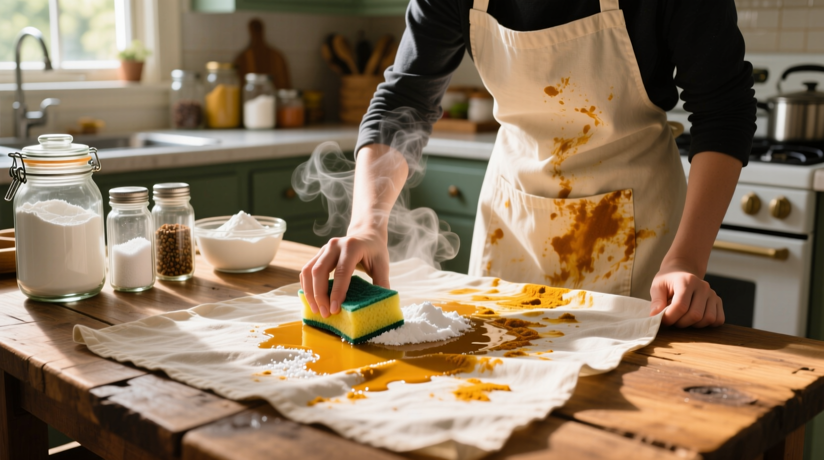 how to remove turmeric stains from aprons