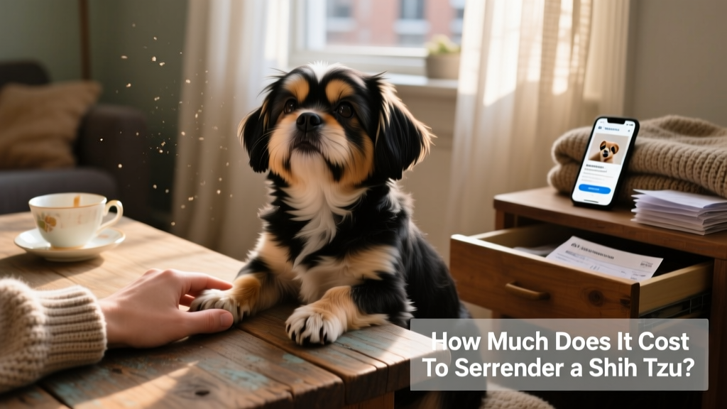 A gentle Shih Tzu sitting calmly beside a person’s hand