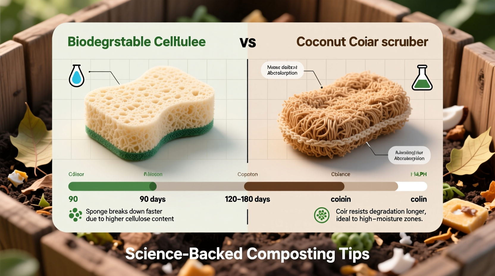 compostable sponge vs coconut coir scrubber