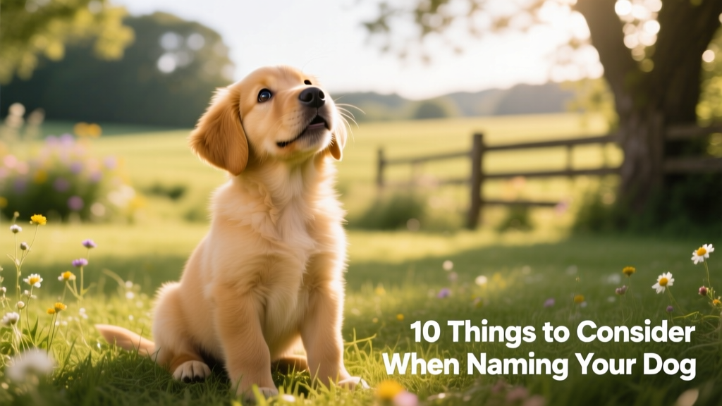 A joyful golden retriever puppy sitting on grass, looking up with bright, curious eyes