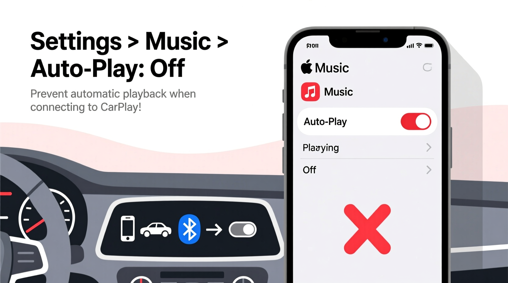 how to stop apple music from automatically playing in car