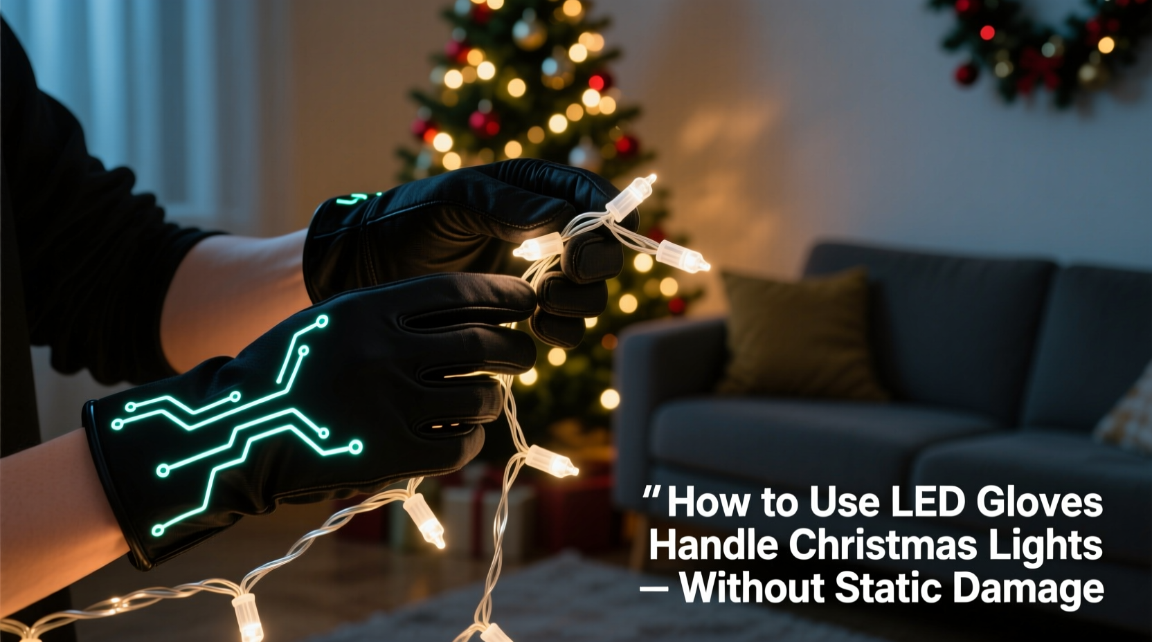 how to use led gloves to handle christmas lights without static damage