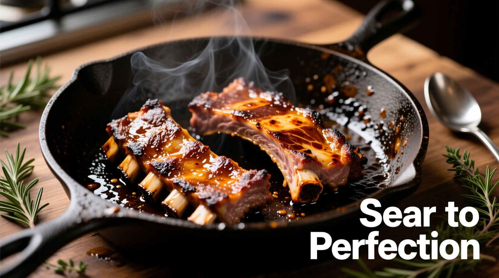Searing boneless short ribs in cast iron skillet