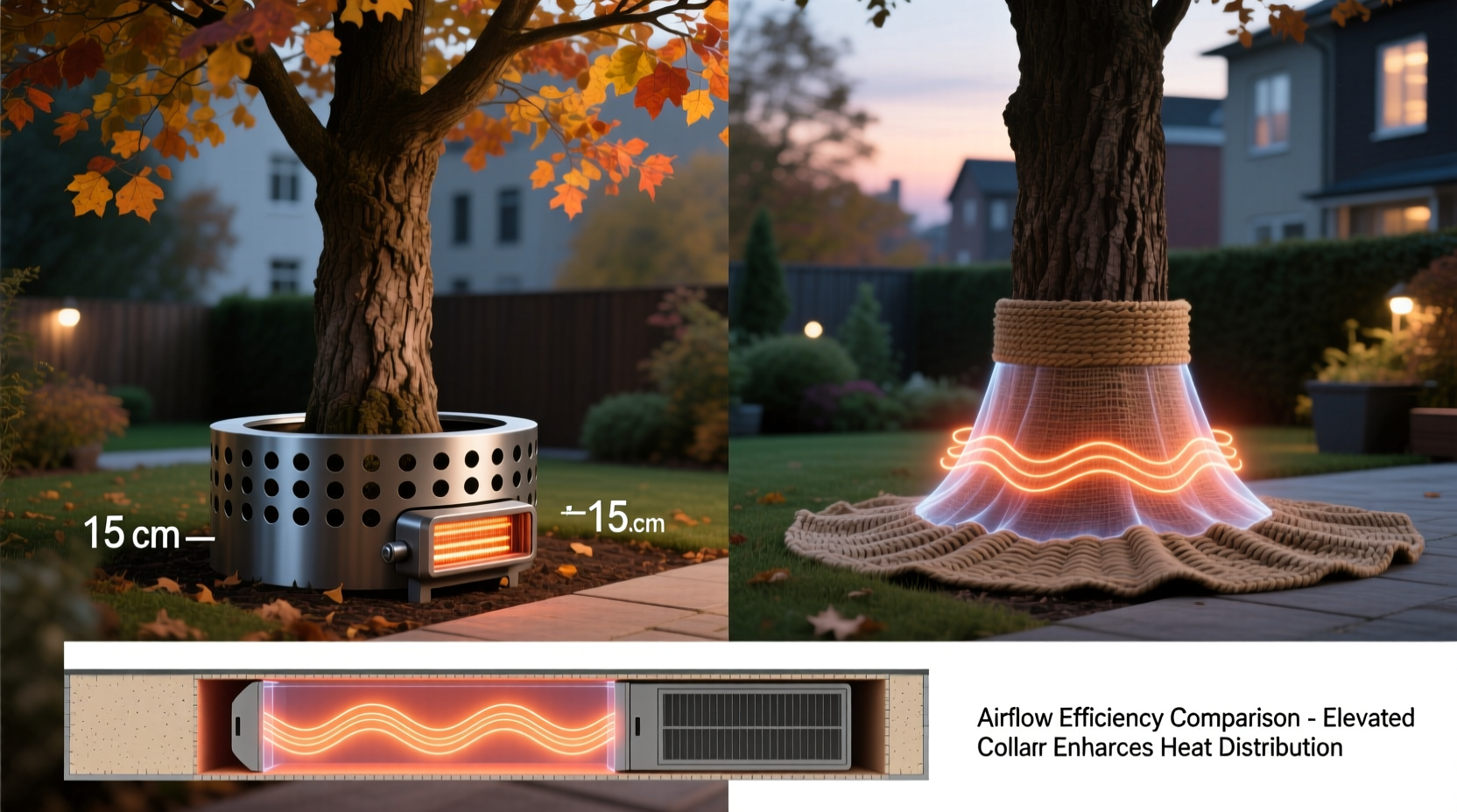 tree collar vs tree skirt does elevated design actually improve airflow around base heaters