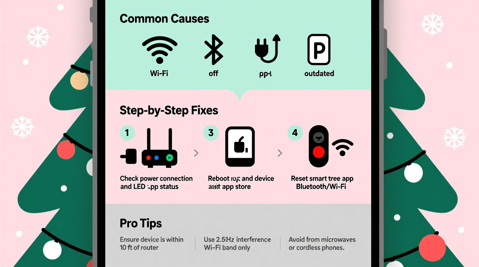 why is my smart christmas tree not responding to app commands troubleshooting tips