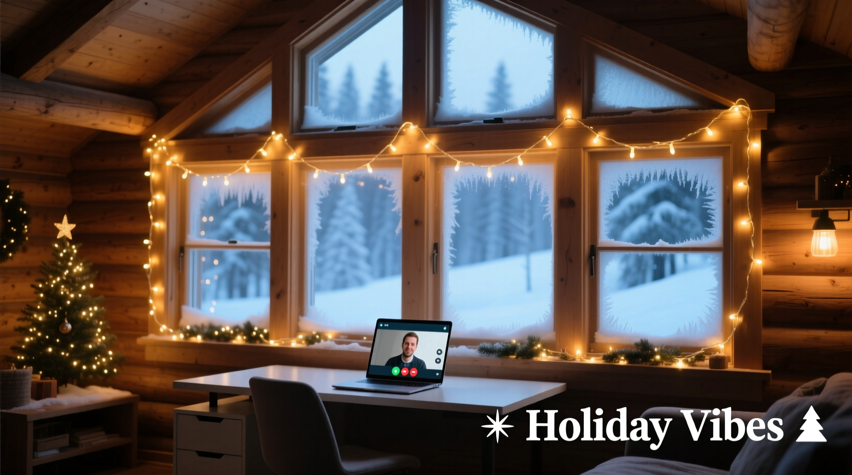 how to use christmas lights to enhance video call backgrounds in winter