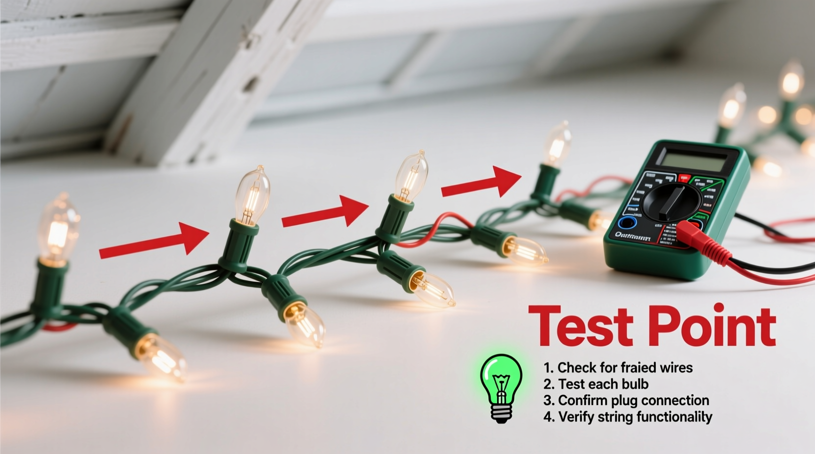how to test old christmas lights before threading them through the attic
