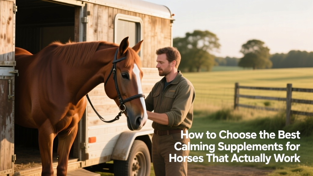 Horse being gently loaded into a trailer with a calm handler nearby