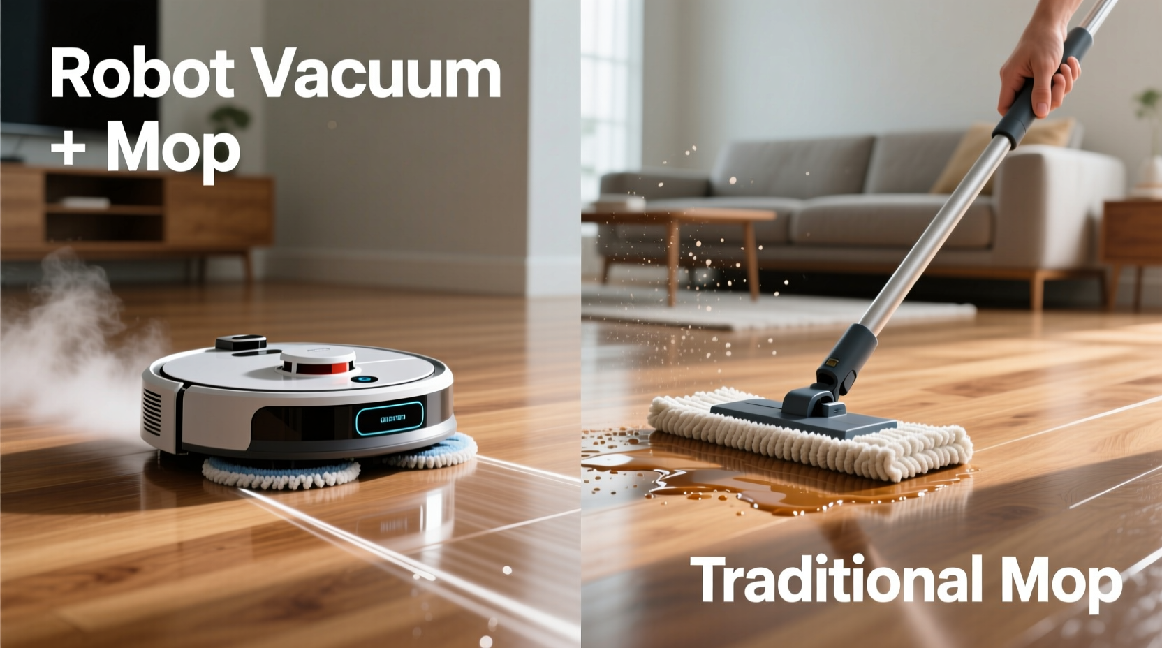 robot vacuums with mopping functions vs traditional mops which cleans hardwood floors better