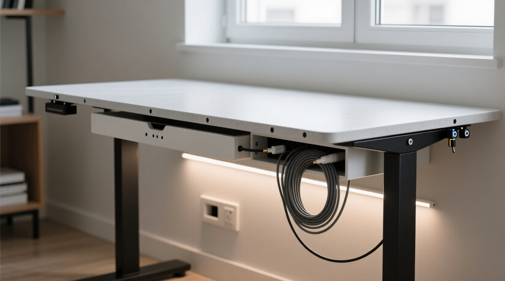 how to hide cords on your standing desk for a clean minimalist look