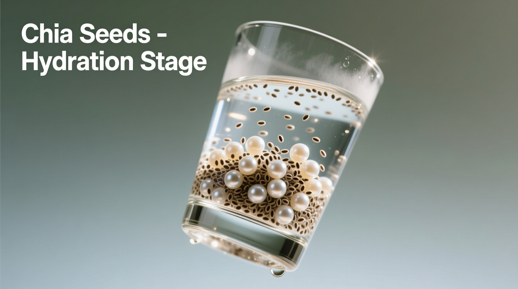 Chia seeds soaked in glass of water