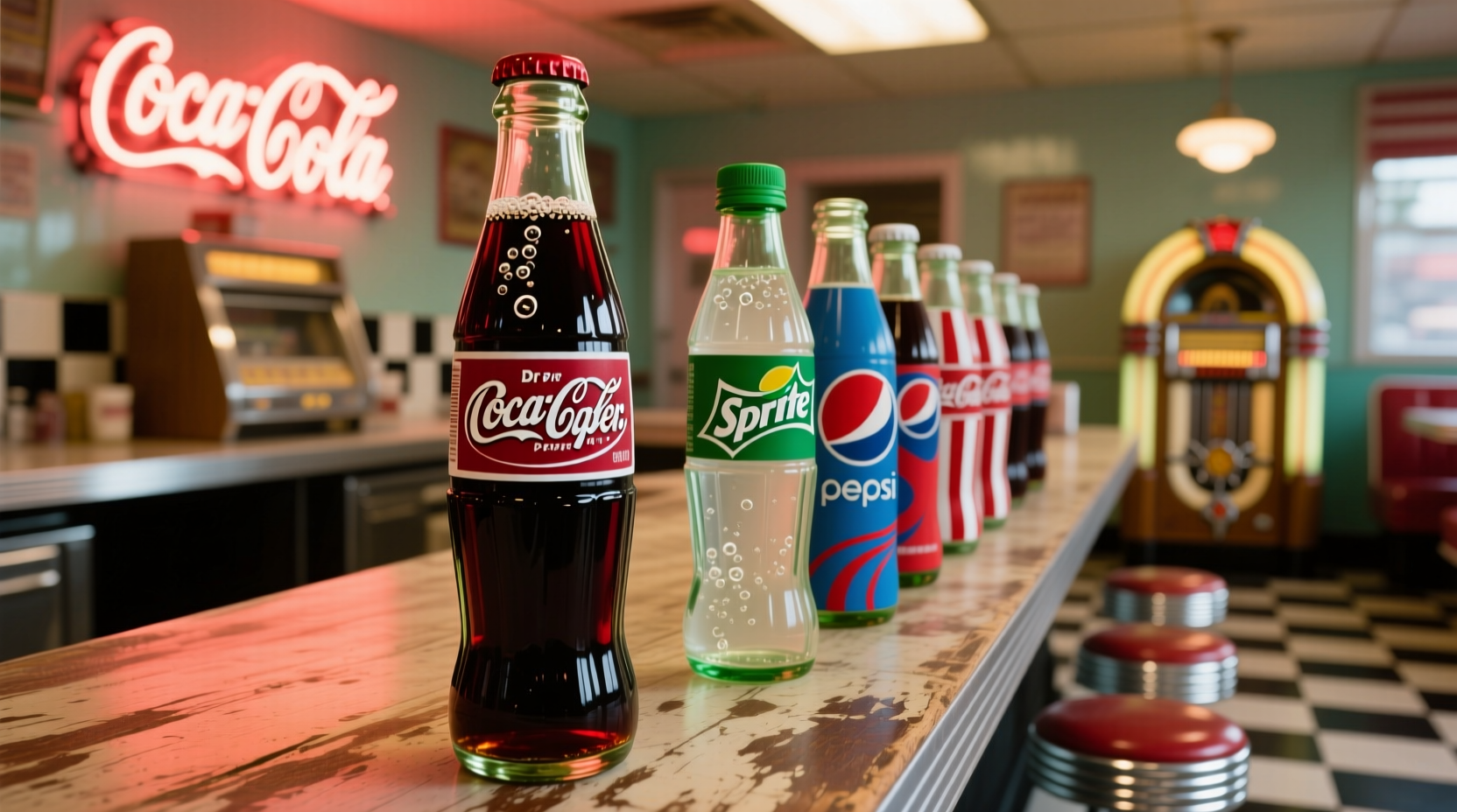 Dr Pepper bottle next to cola comparison