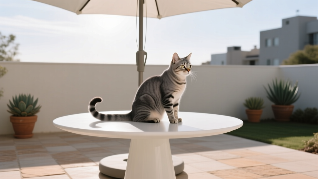 Why Cats Sit on the Patio Umbrella Base
