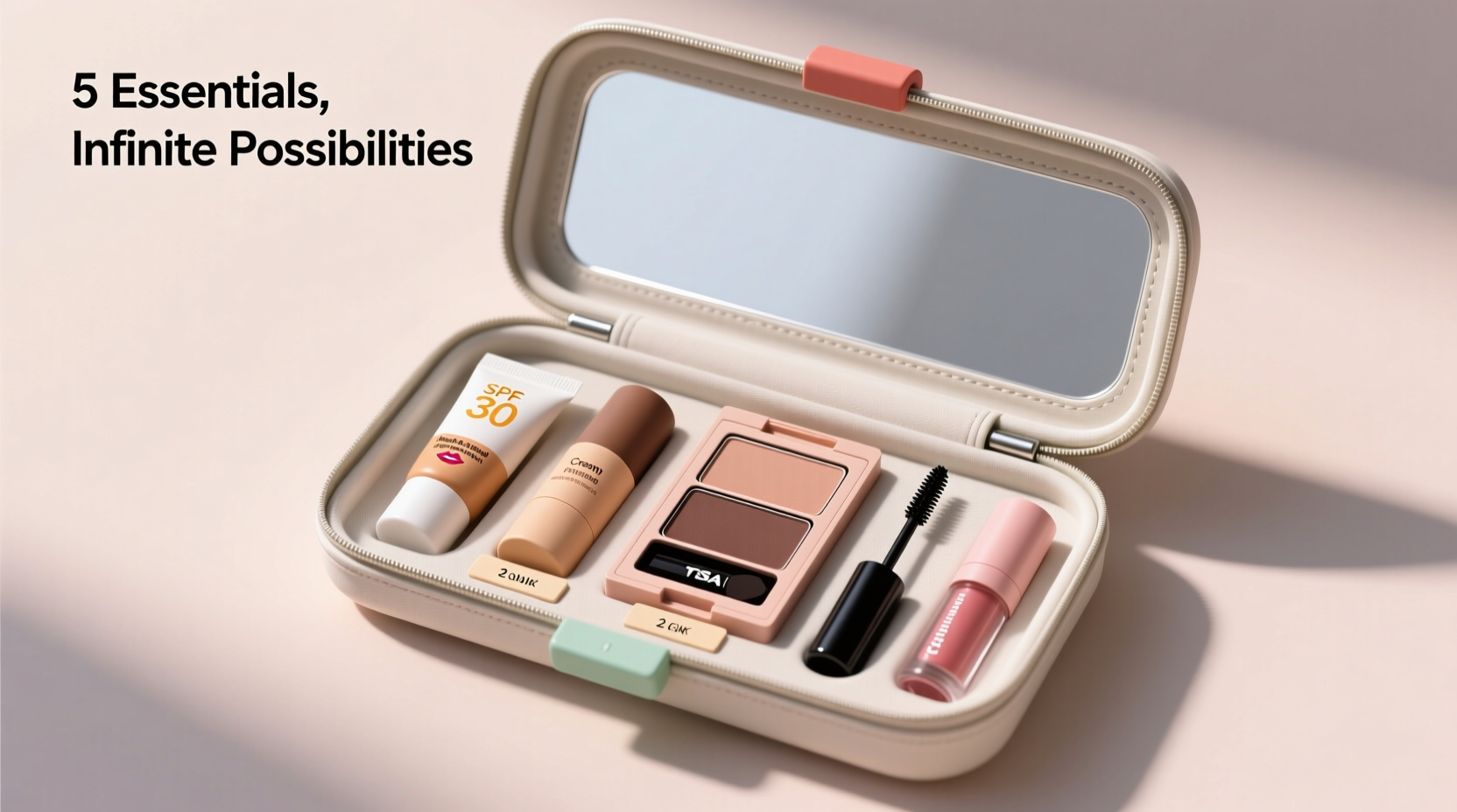 how to create a capsule makeup kit for travel with only 5 essential products
