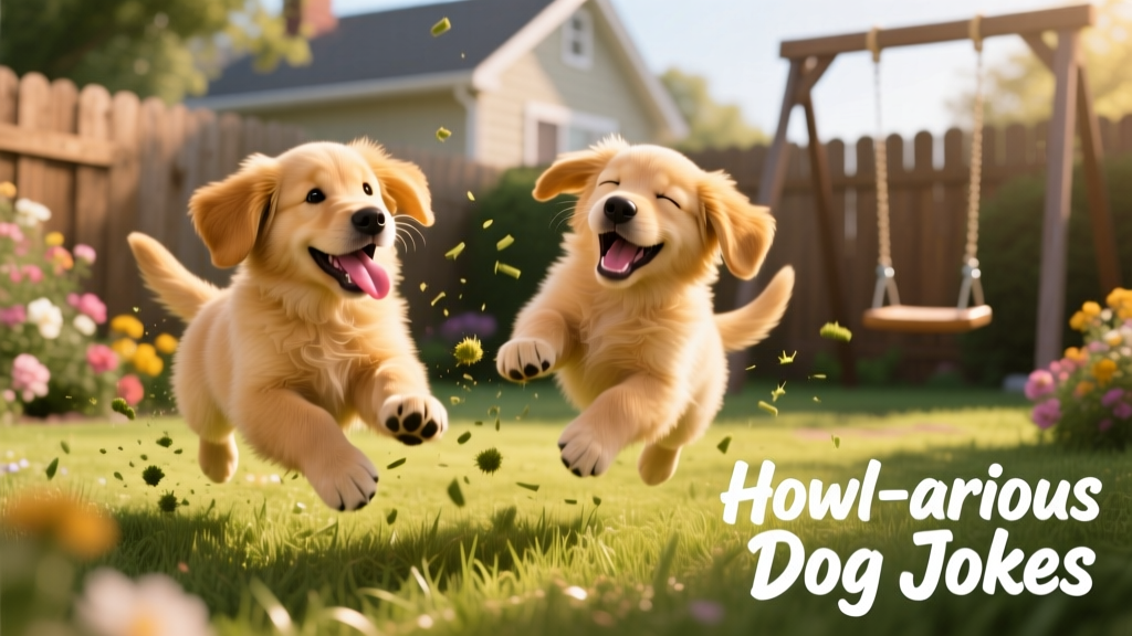 Two playful golden retriever puppies tumbling together in a grassy backyard