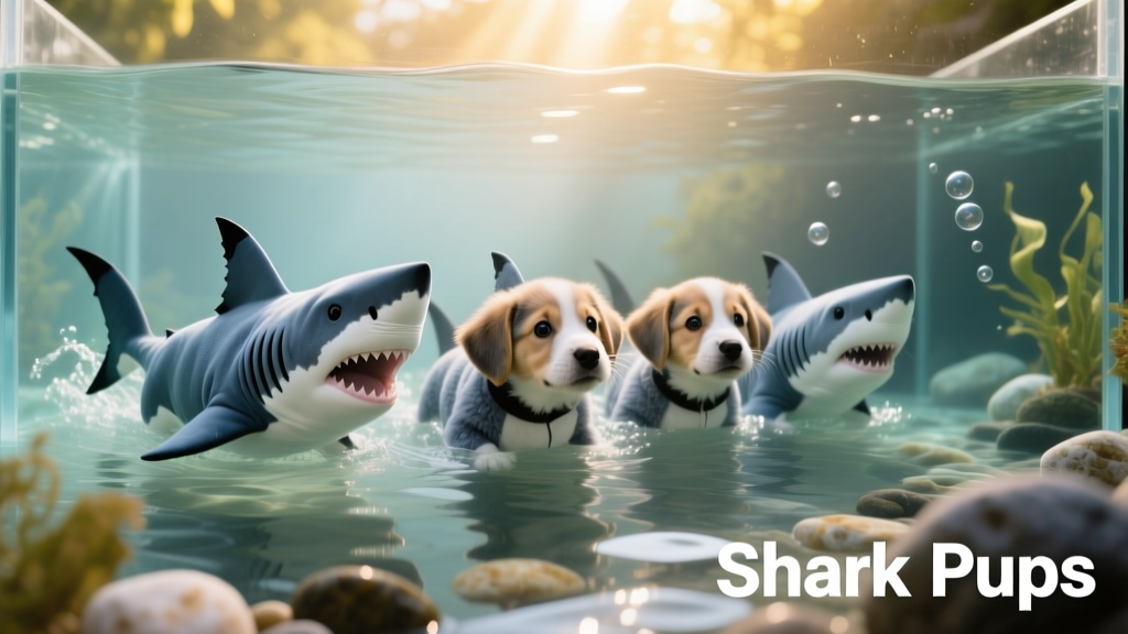 Puppies! Dressed As Sharks! In an Aquarium!