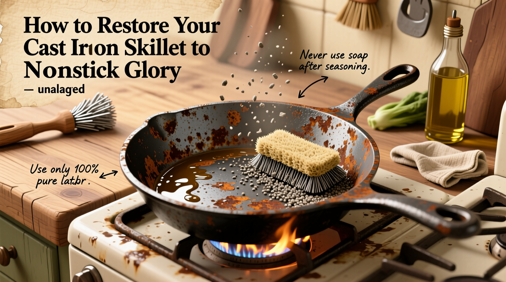 cast iron skillet rust removal guide how to restore it to nonstick glory