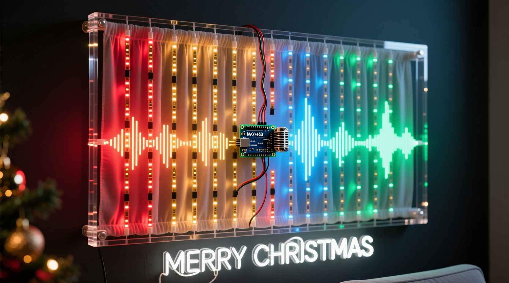 how to make a sound reactive christmas light curtain using mic input