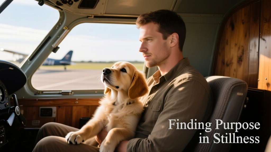 Eduard with puppy in cockpit