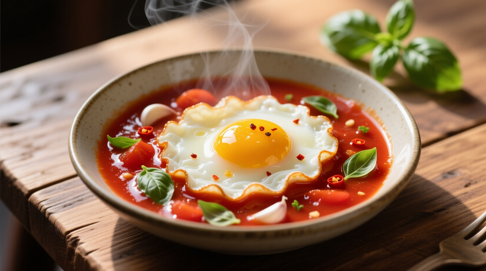 Perfekt pochierte Eier in roter Tomatensoße