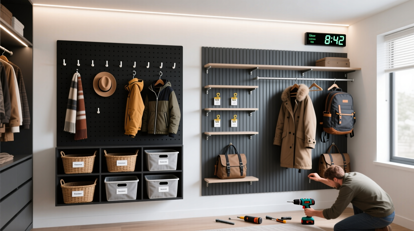 closet pegboard vs slatwall which wins for flexibility