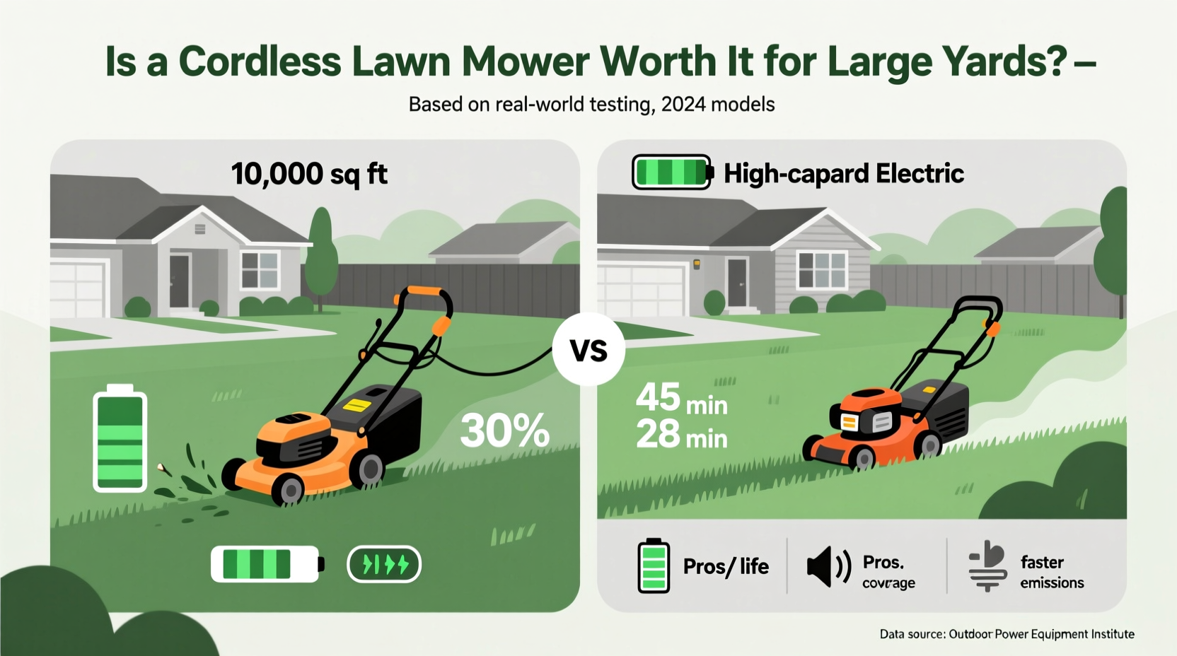 is a cordless lawn mower worth it for large yards or runs out too quickly