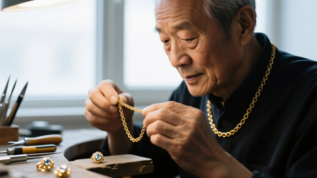 Close-up of a jeweler's hands using flat-nose pliers to bend a thick 12-gauge sterling silver wire around a steel ring mandrel.