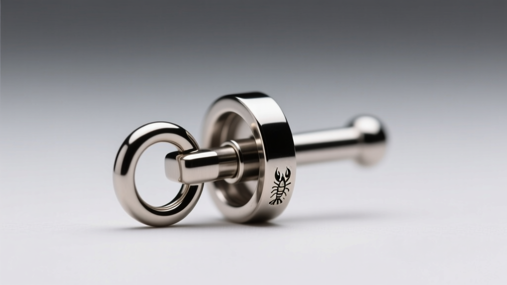 Macro photo of a secure 3mm lobster clasp attached to a flat-back titanium labret post, highlighting the small jump ring mechanism.