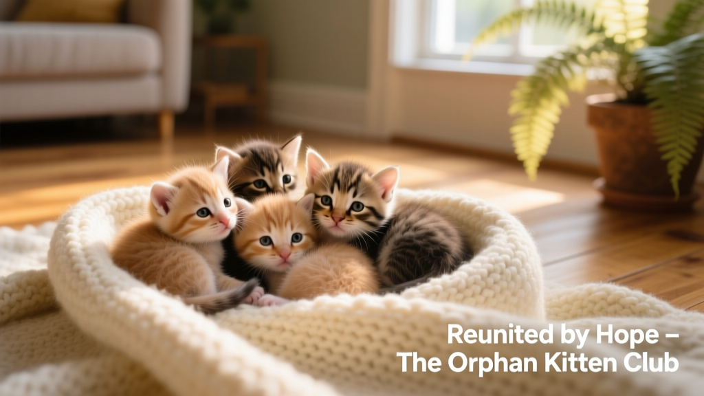 A group of tiny, fluffy newborn kittens nestled together on a soft blanket