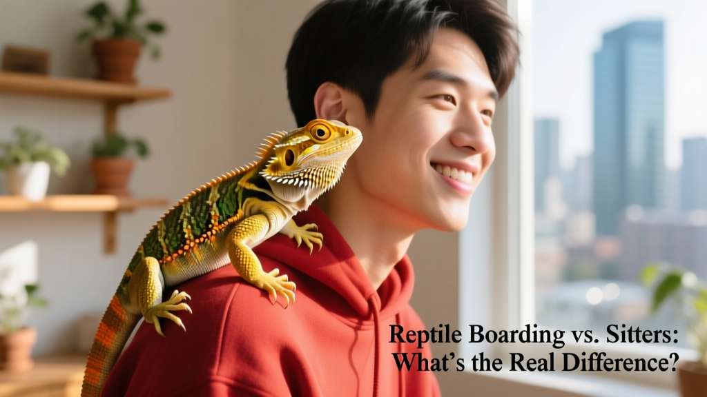 a bearded dragon perched on the shoulder of someone wearing a red hoodie
