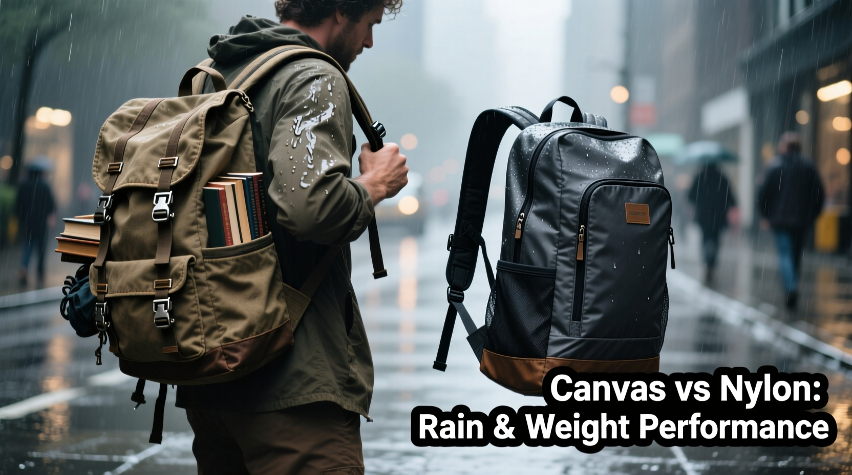 canvas backpack vs nylon daypack which handles rain and weight better