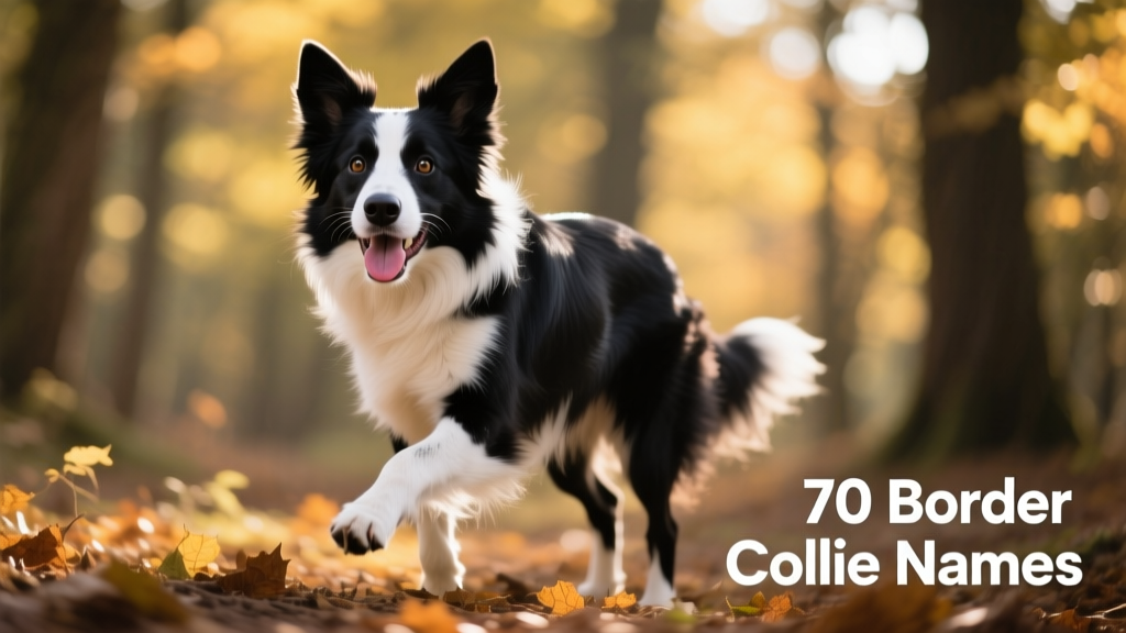 A close-up of a happy Border Collie in the woods, showcasing its alert expression and energetic posture