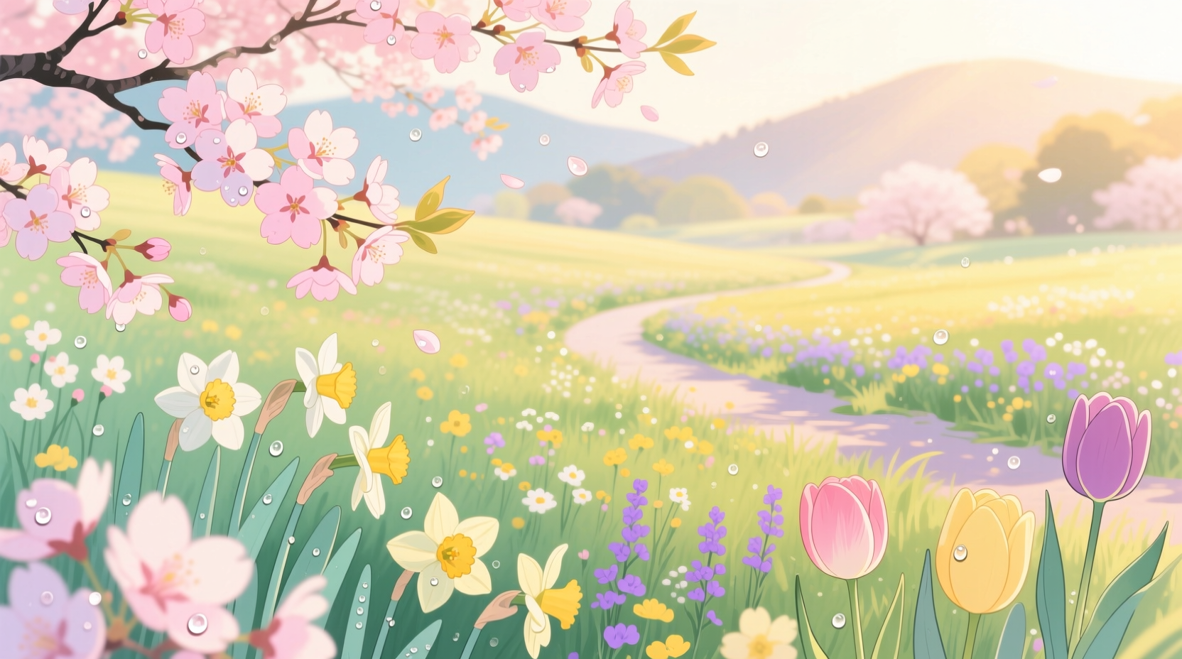 spring colored flowers