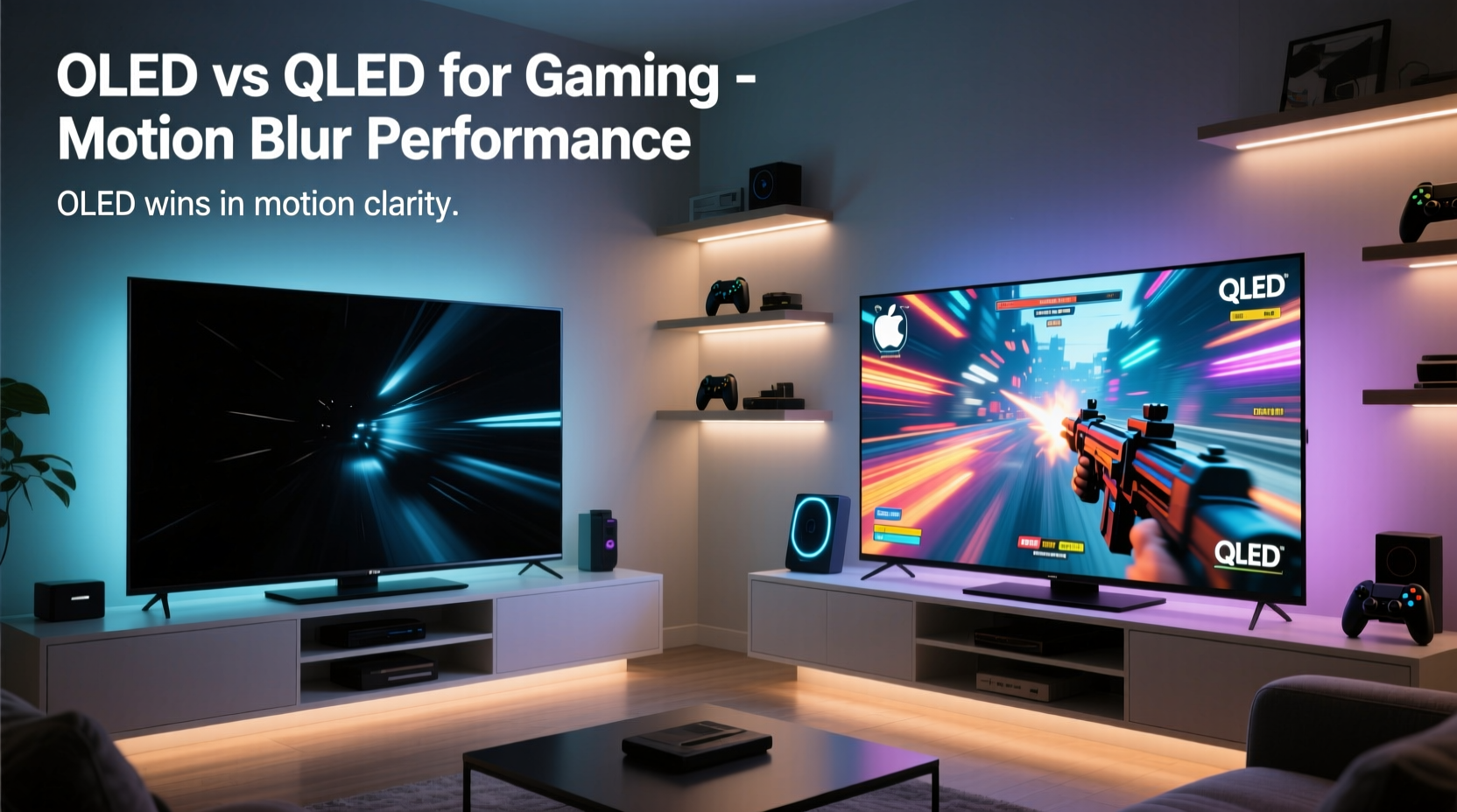 oled tv vs qled for gaming which reduces motion blur better in fast paced titles