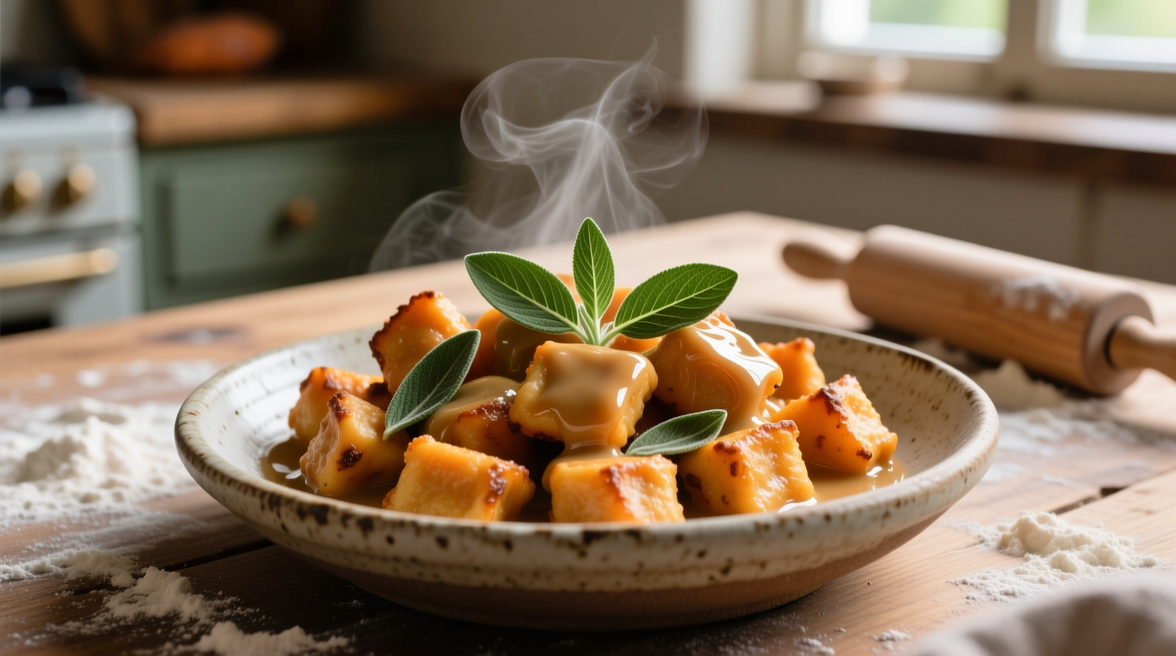Homemade sweet potato gnocchi with sage butter sauce