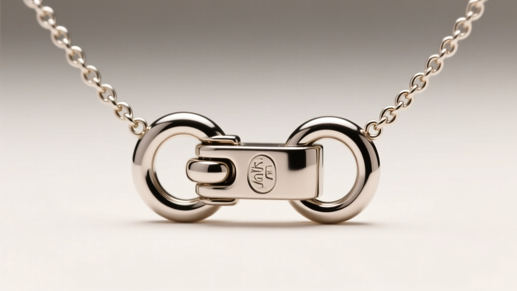 Close-up of a magnetic breakaway clasp on a kids necklace, showing the safety release mechanism under bright studio lighting.