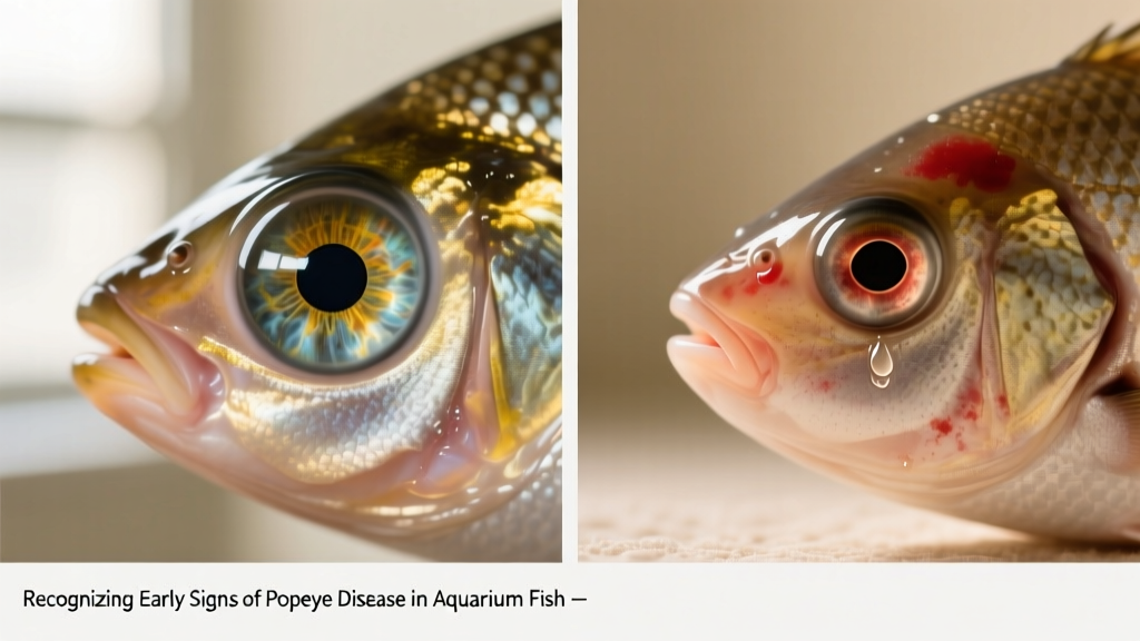 Side-by-side comparison: healthy fish eye versus fish eye with mild popeye swelling