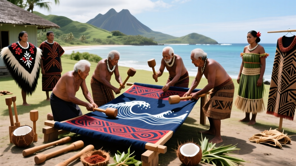 Tongan Ngatu Dyeing Process And Community Beating Rituals