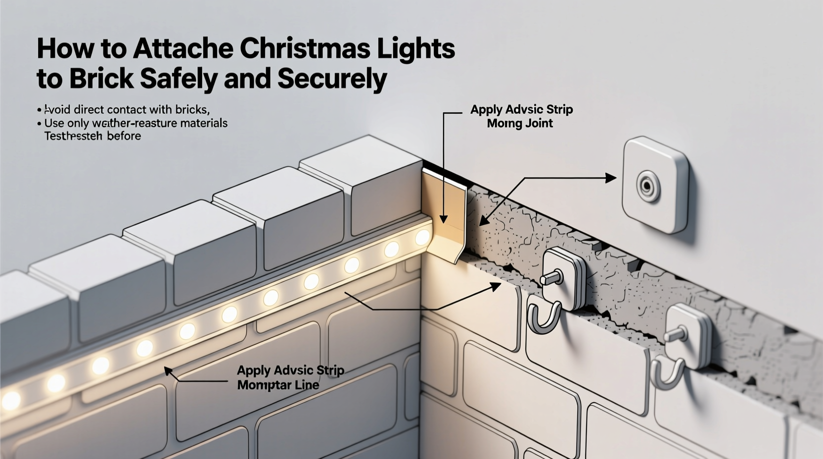 how do you attach christmas lights to brick