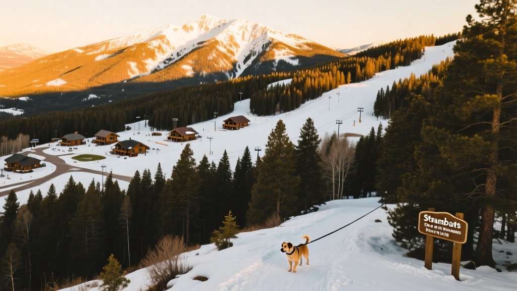 Aerial view of Steamboat Springs Ski Resort with snow-capped peaks and pine forests