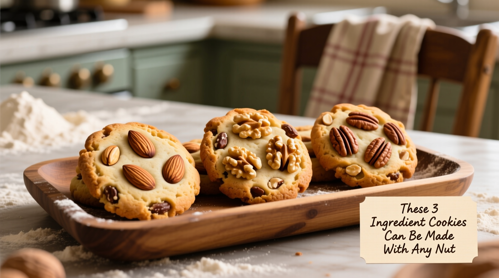 these 3 ingredient cookies can be made with any nut but